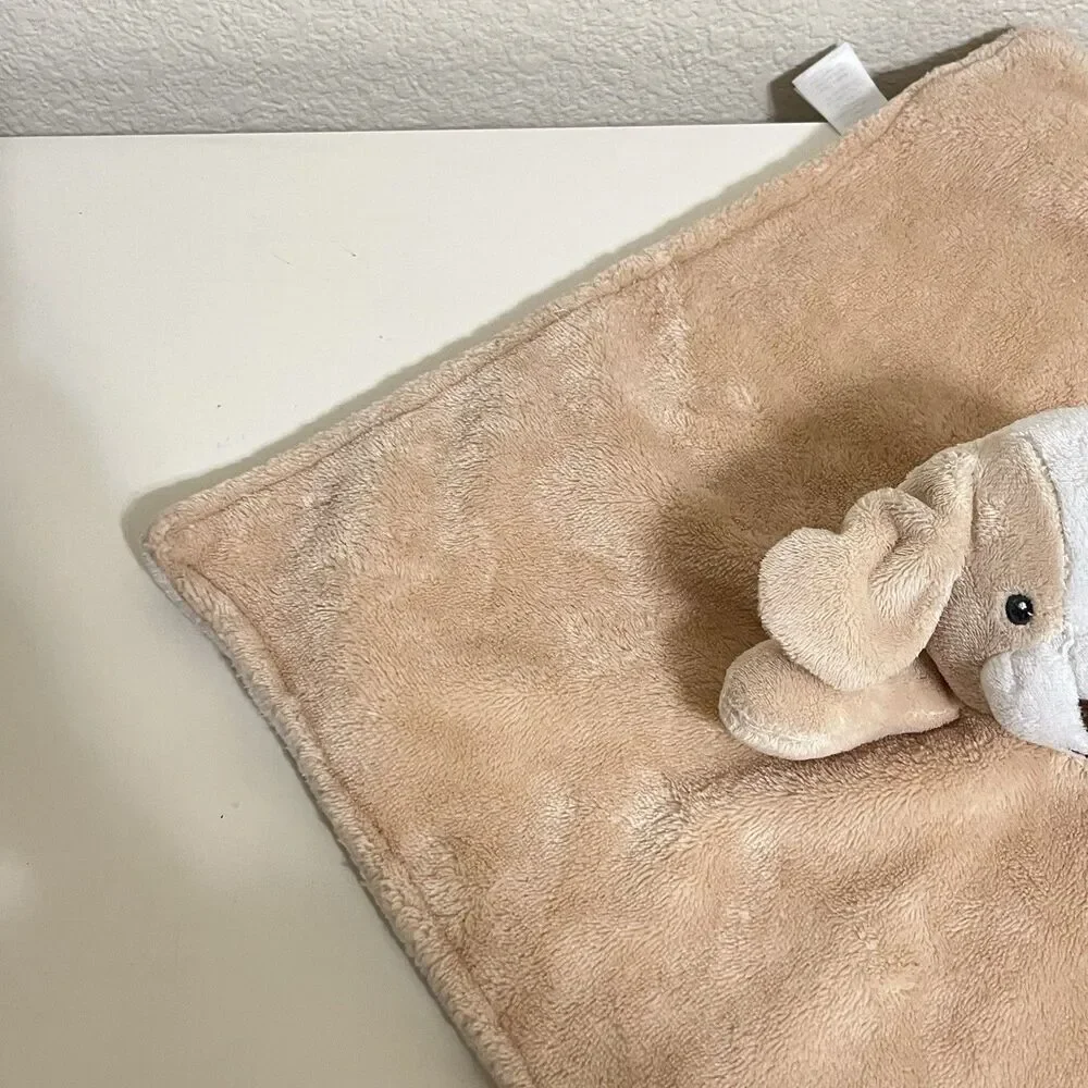 Carter's Tan Puppy Dog Security Blanket Lovey with Pacifier Holder Loop Lovie